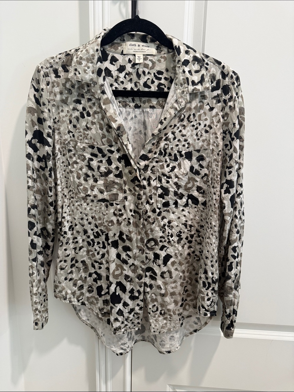 cloth & stone Neutral Leopard-Print Button Down Blouse